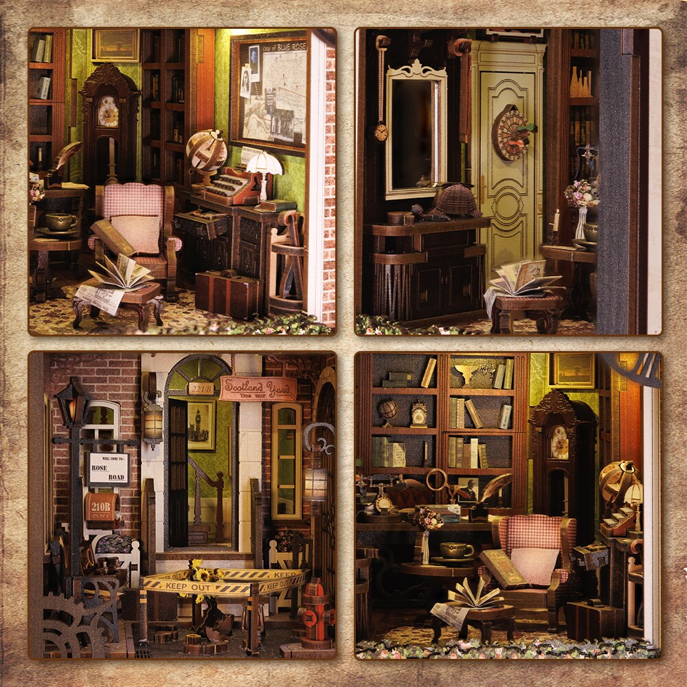 DIY Miniature Book Nook Kit | Rose Detective Agency w/ Dust Cover