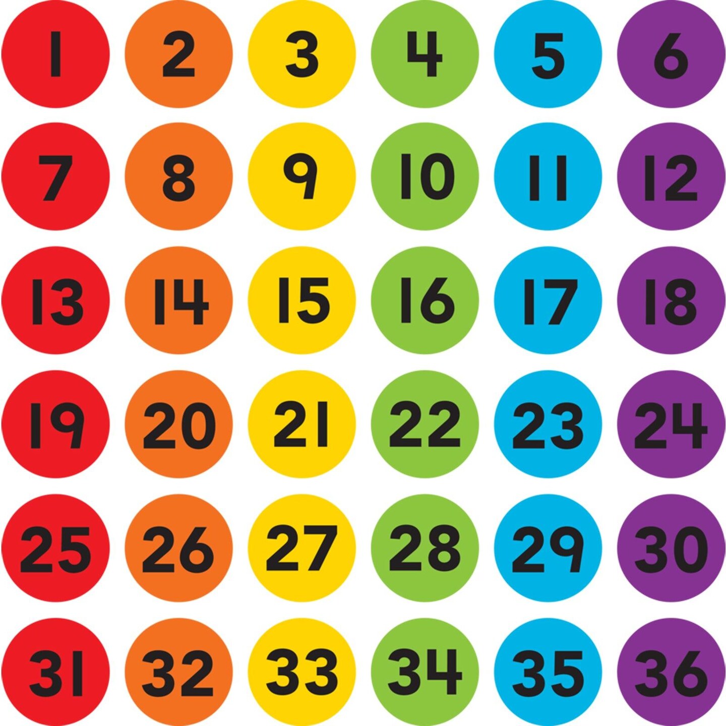 Spot On&#xAE; Numbers 1&#x2013;36 Carpet Markers, 4&#x22;