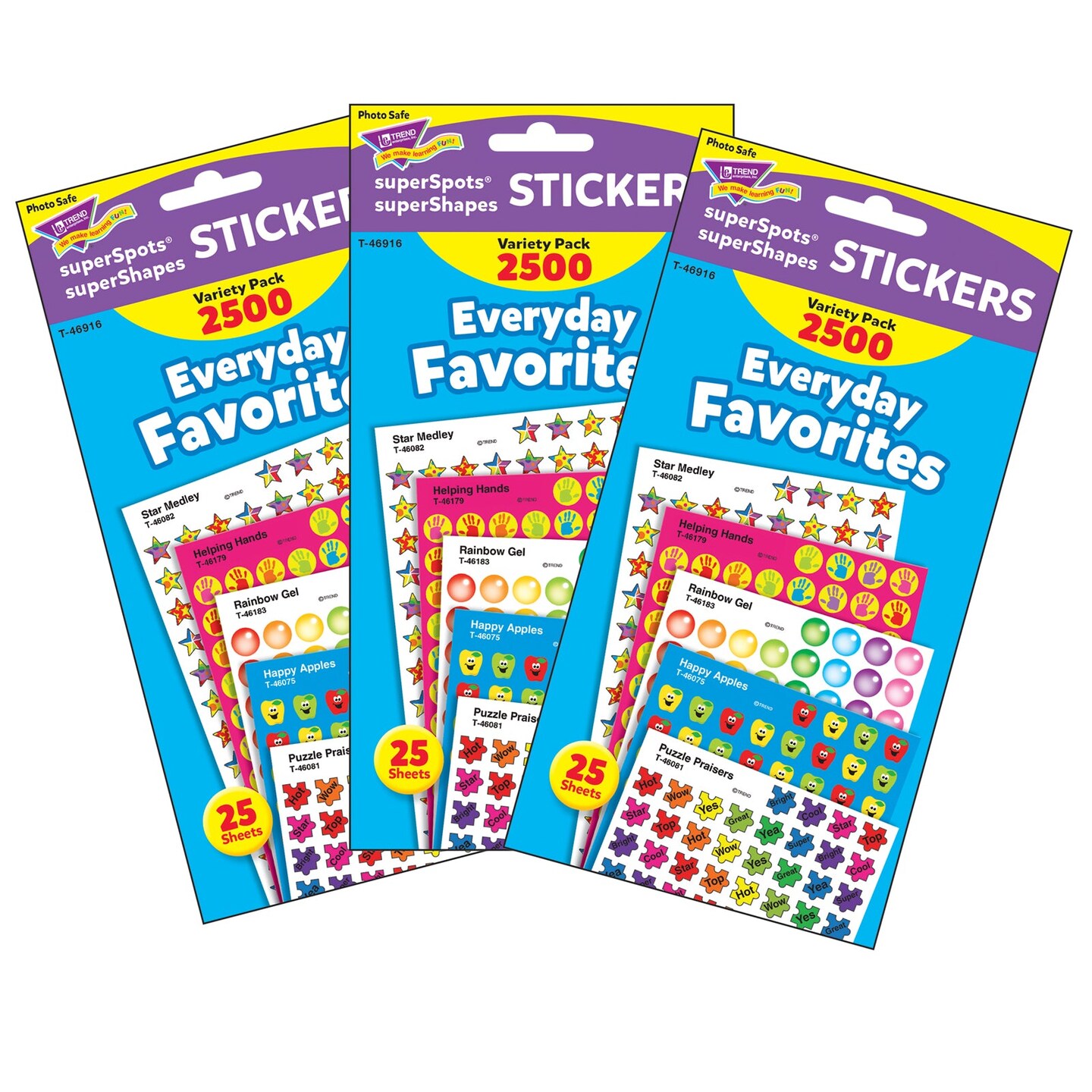 Everyday Favorites superSpots&#xAE;/superShapes Variety Pack, 2500 Per Pack, 3 Packs