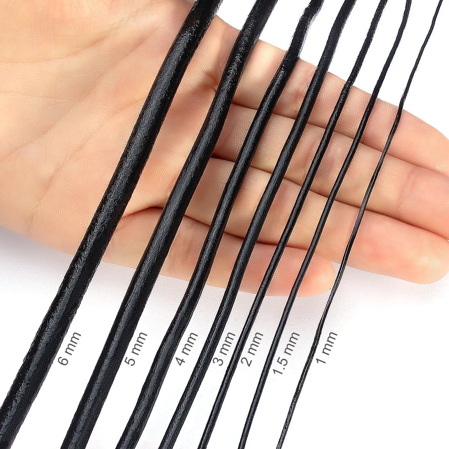 Genuine Round Leather Cord Black Leather Strips for Jewelry Making Bracelet Necklace Beading (11 Yards,1.5mm)