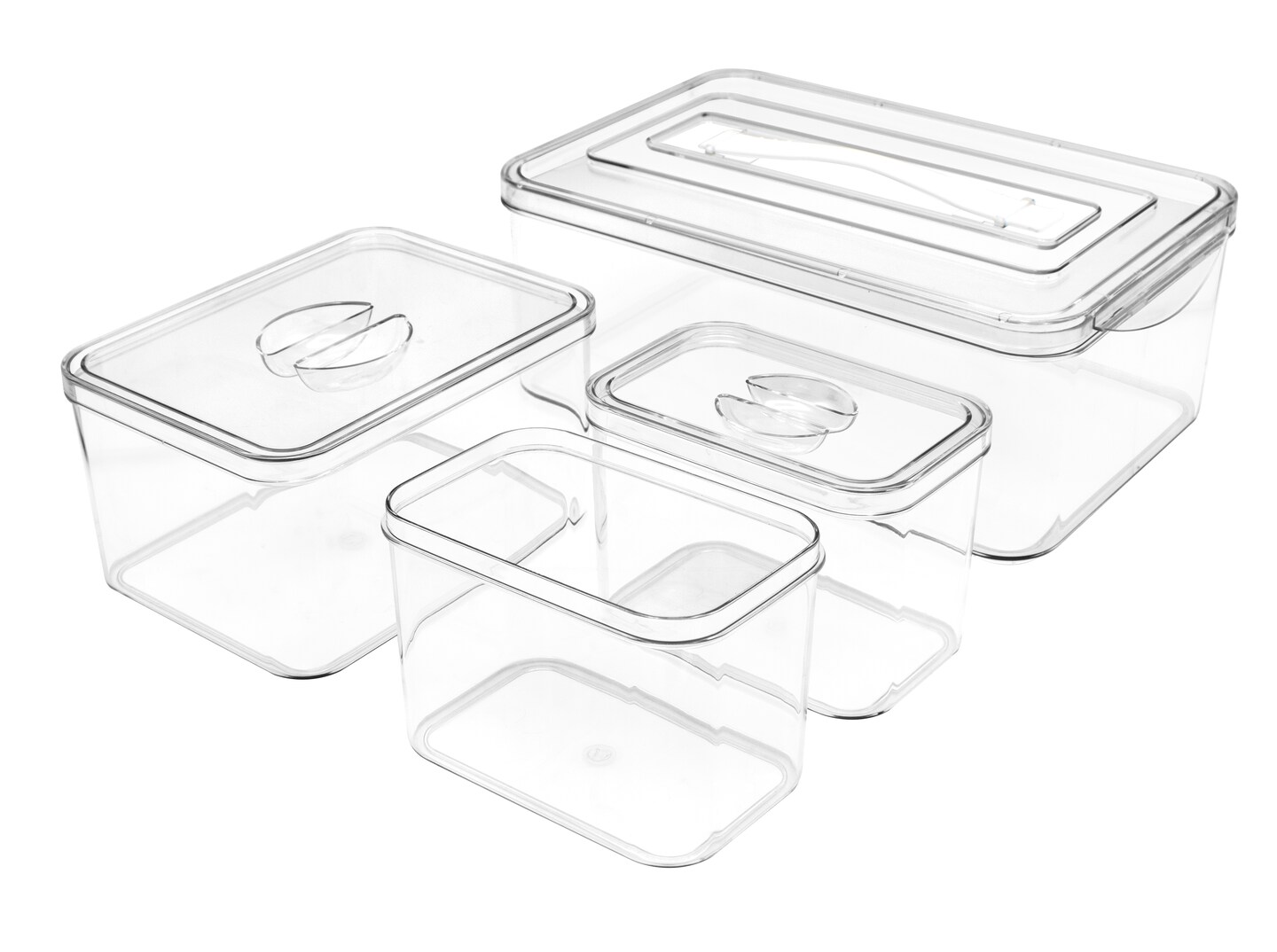 Sorbus 4 Pack Clear Stackable Storage Bin with Lid - Nest for space saving. Perfect for bedroom, bath &#x26; more