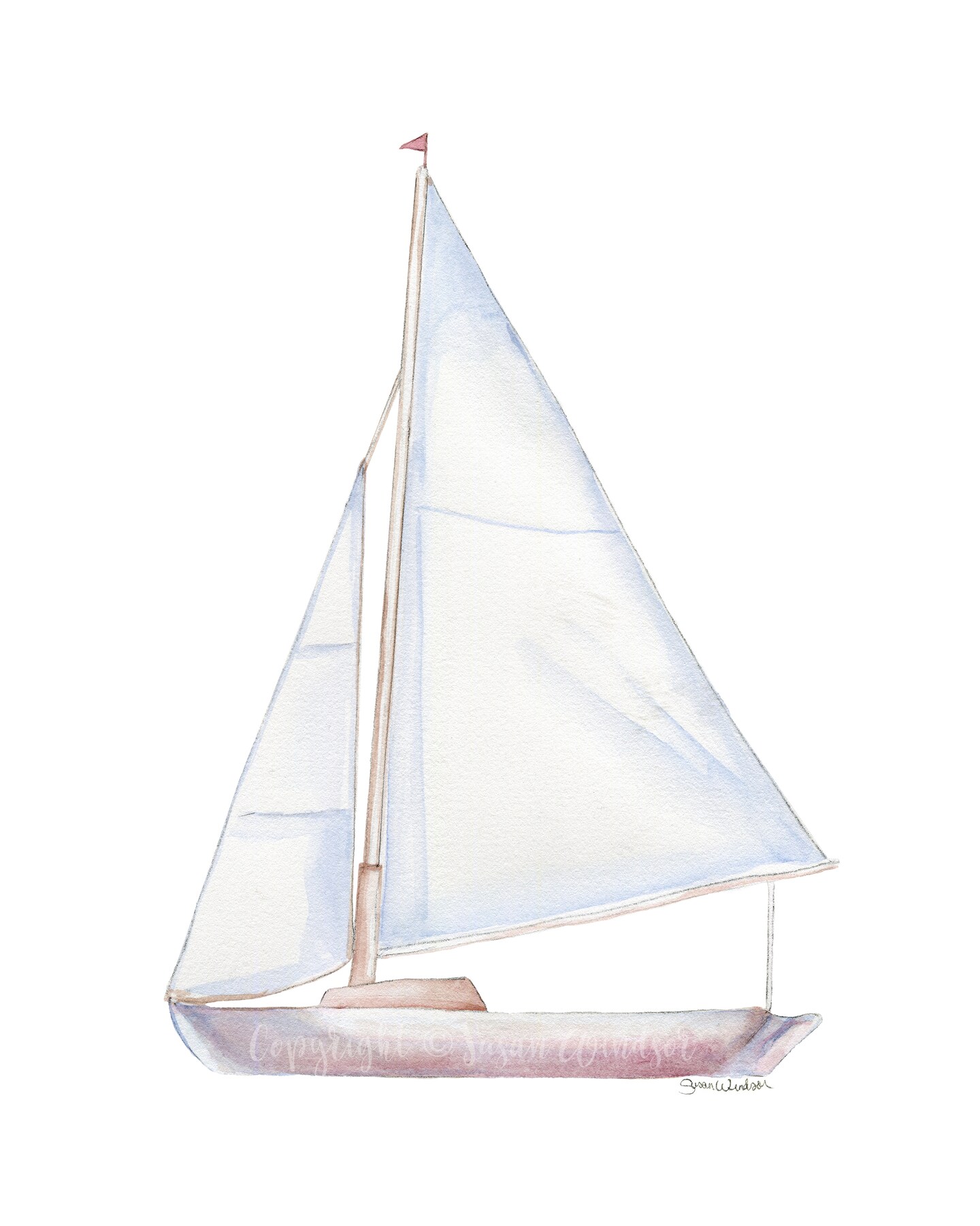 Sailboats Watercolor Art Print Set of 3 Nautical Theme Wall Art Unframed product 3