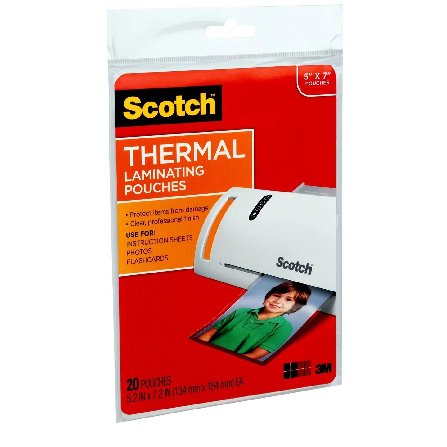 Thermal Laminating Pouches, 5 mil, 5&#x22; x 7&#x22;, 20 Per Pack, 3 Packs