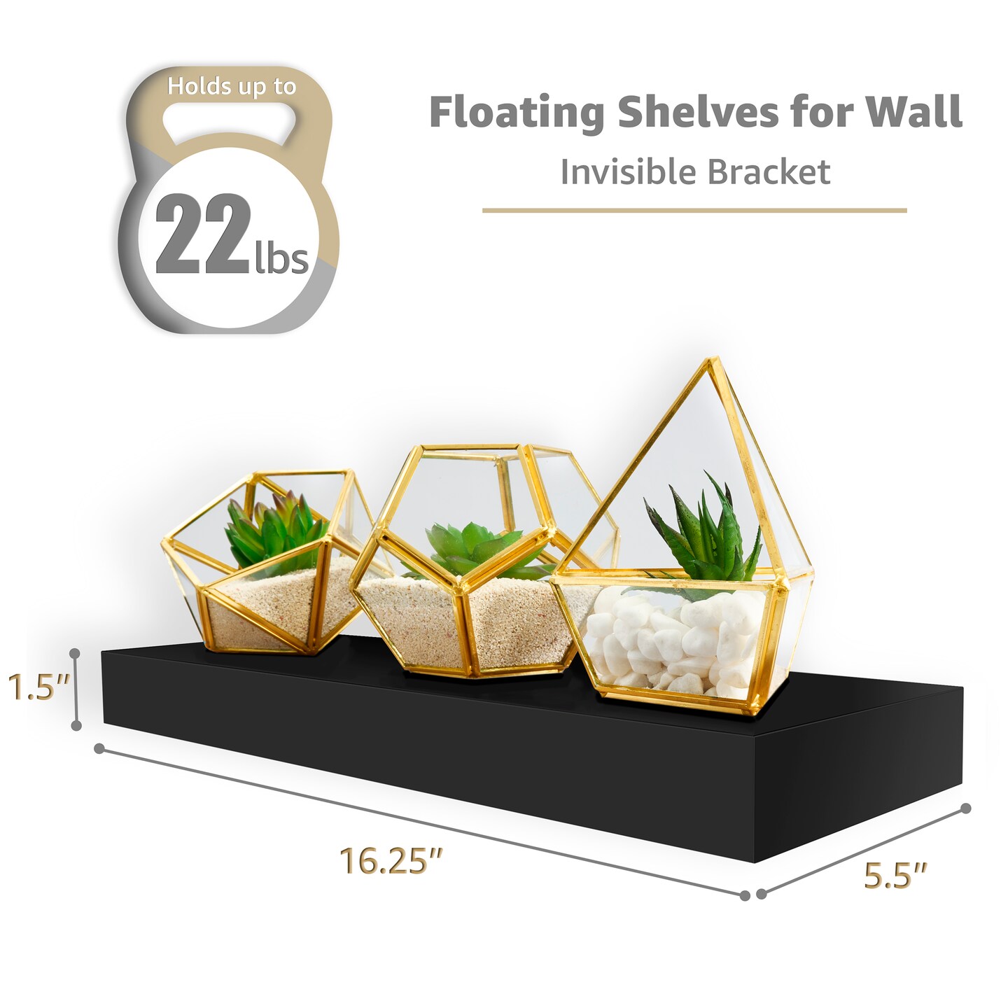 Sorbus 4 Pack Wall Mounted Floating Shelves - for storage and displaying showpieces, home decor items, and other prized possessions