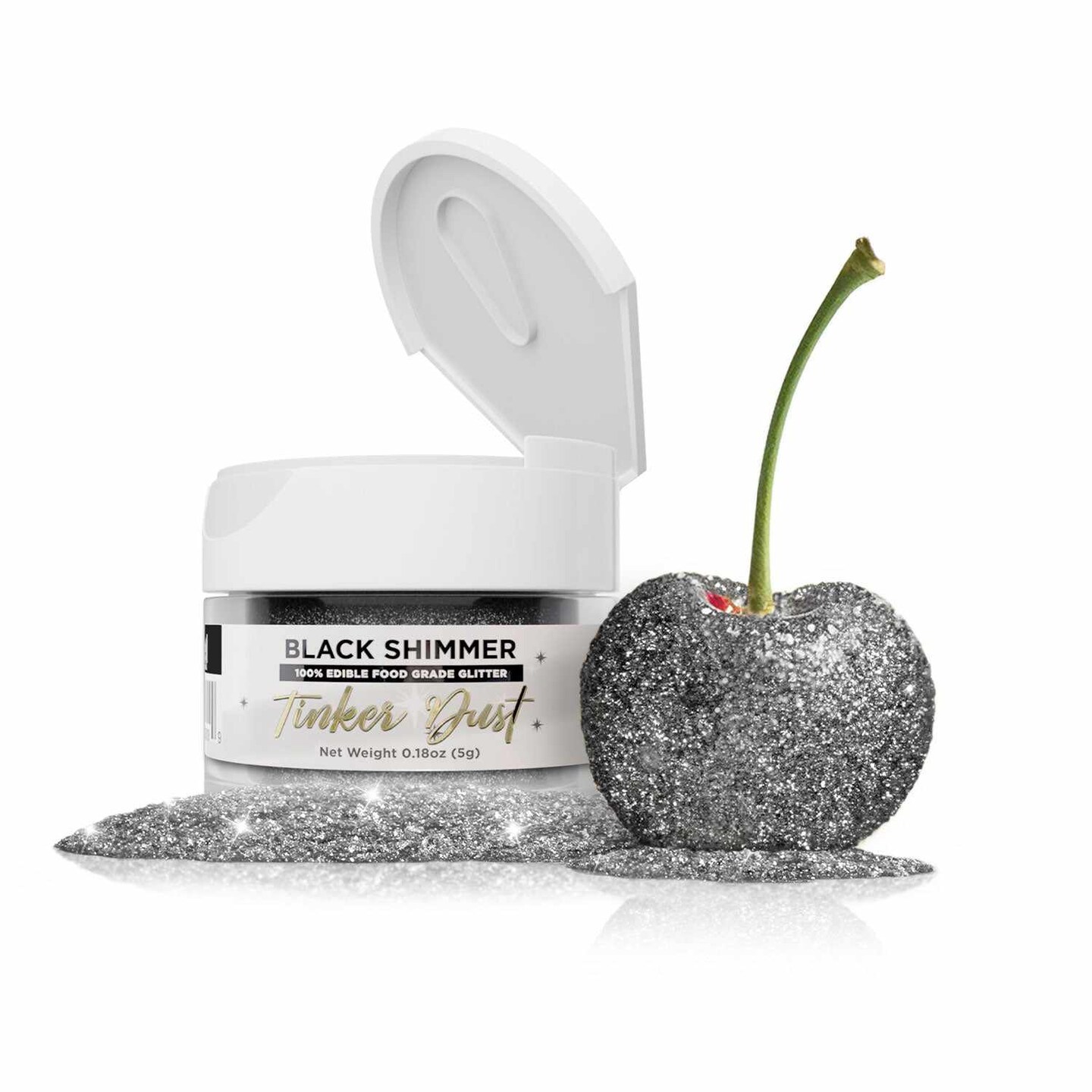 Bakell - Black Tinker Dust Edible Glitter (5g, 1x Jar) for Food, Desserts, and Beverages!