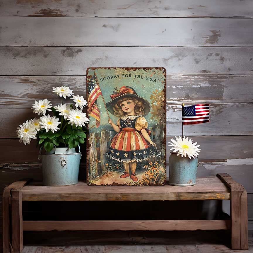 Primitive 4th Of July Decor - Victorian Patriotic Art Sign
