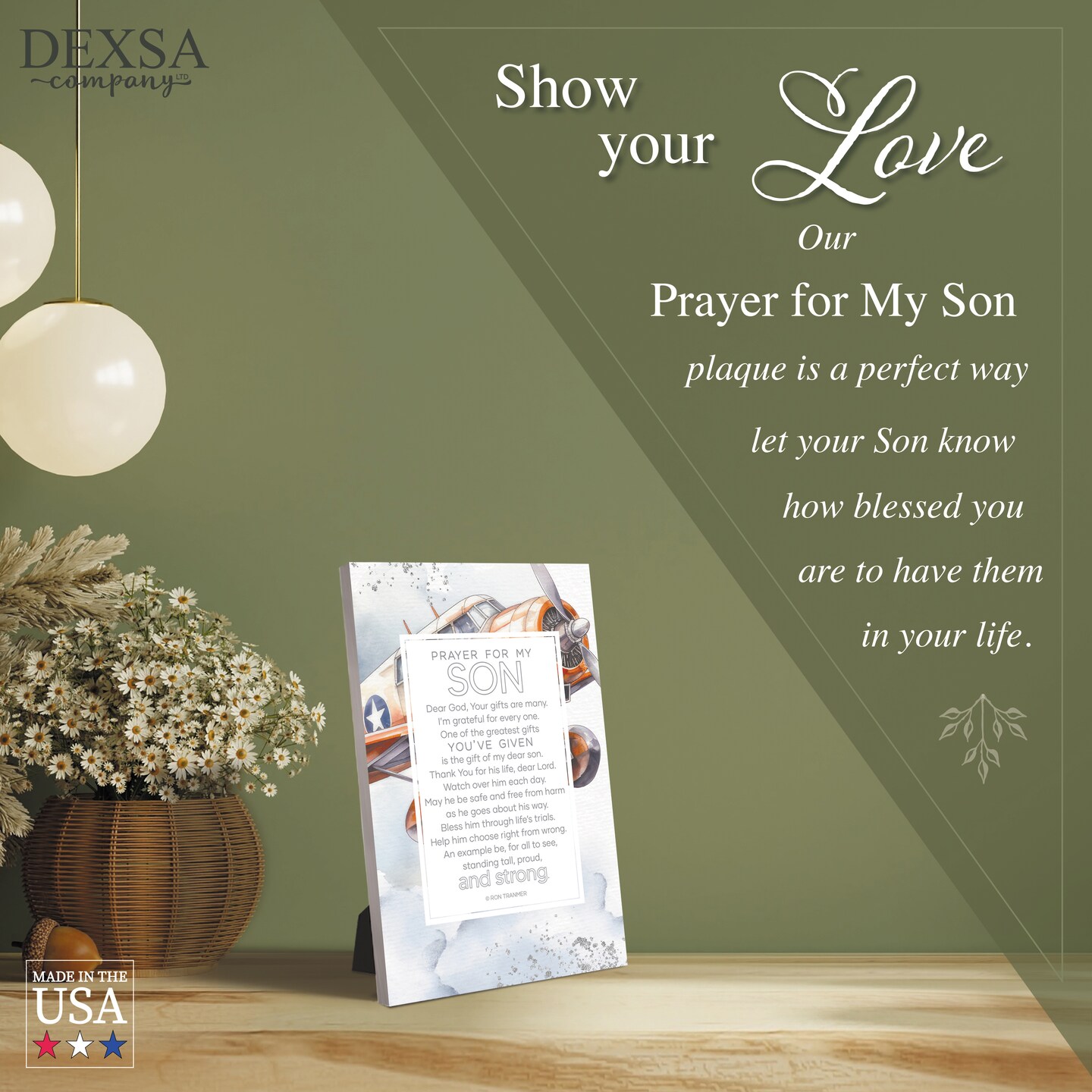 Prayer For My Son Wood Plaque with Easel and Hook Wall Tabletop Art - 6 inches x 9 inches