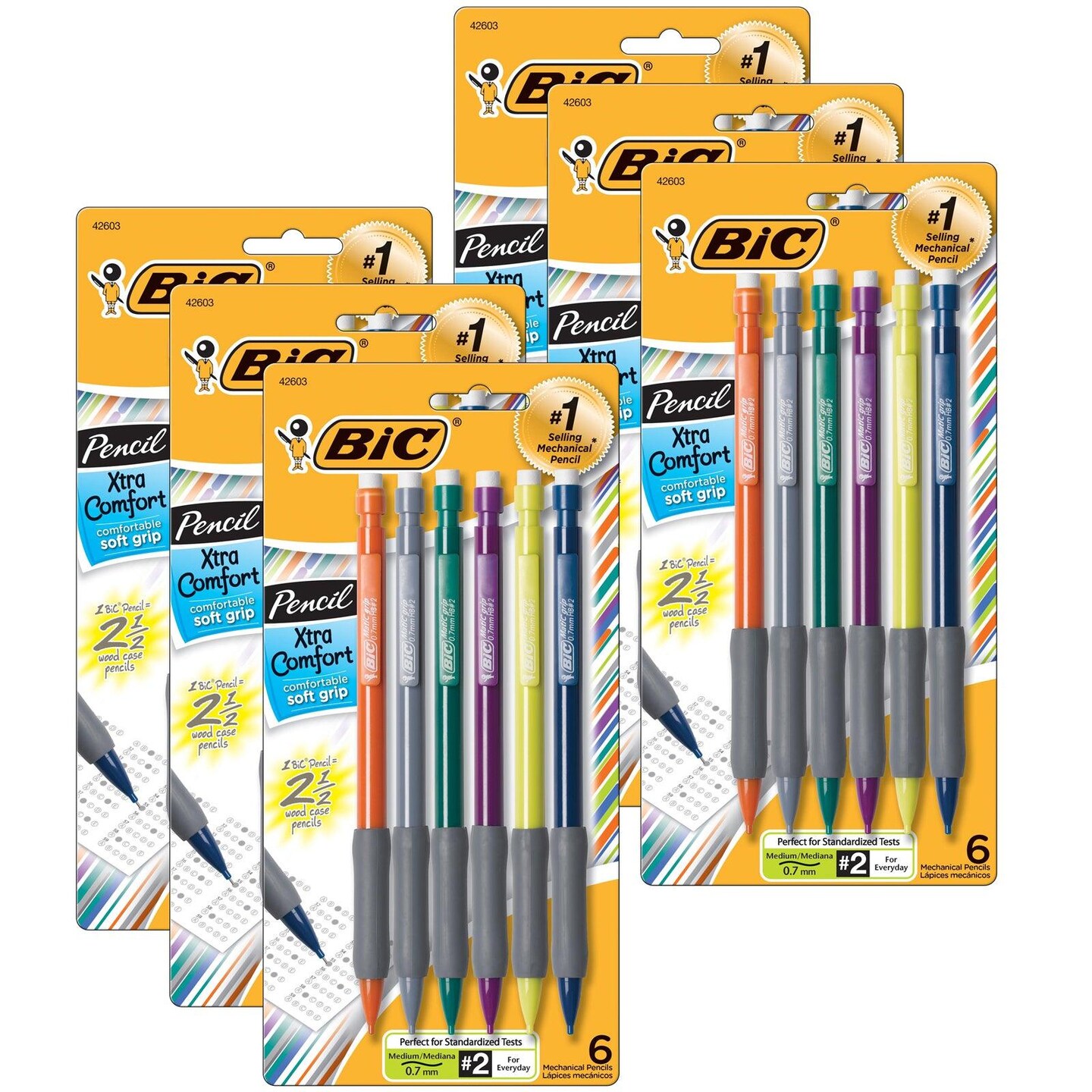 Matic Grip&#xAE; Mechanical Pencils, 0.7mm, 5 Per Pack, 6 Packs
