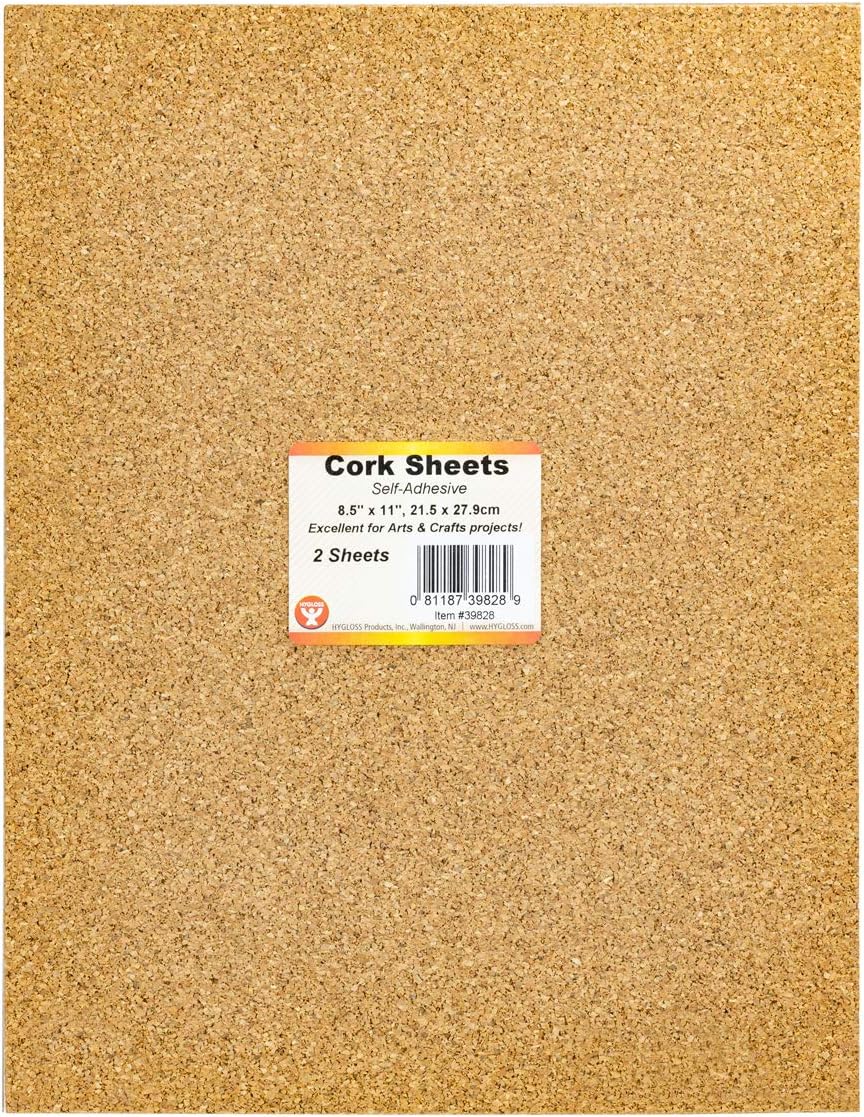 Cork Sheets – 2 mm Thick Self Adhesive Cork – 8.5 x 11 Inches, 2 Pack