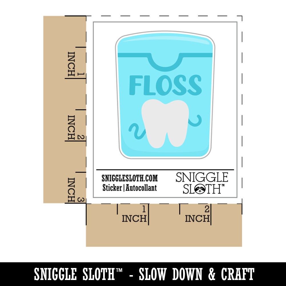 Dental Floss Tooth Dentist Waterproof Vinyl Phone Tablet Laptop Water Bottle Sticker Set - 5 Pack
