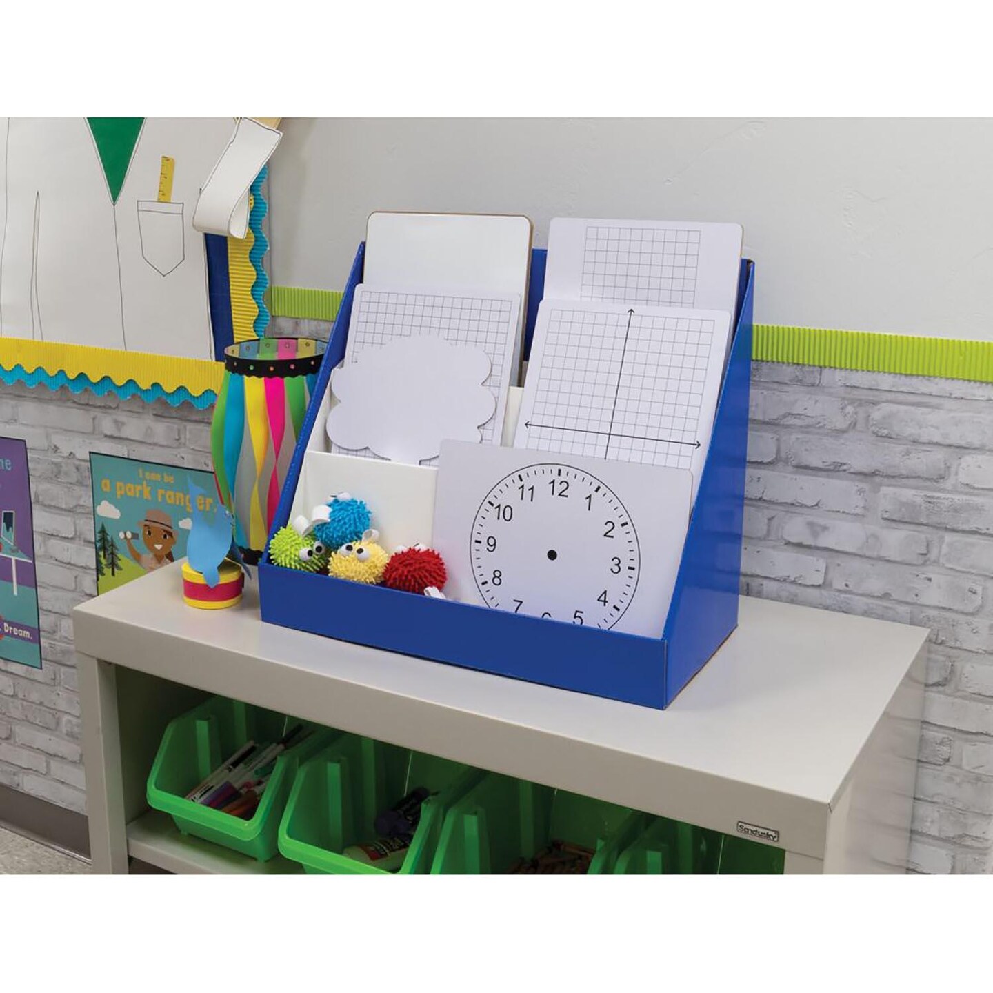 Book Shelf, 3-Tiered, Blue, 17&#x22;H x 20&#x22;W x 10&#x22;D