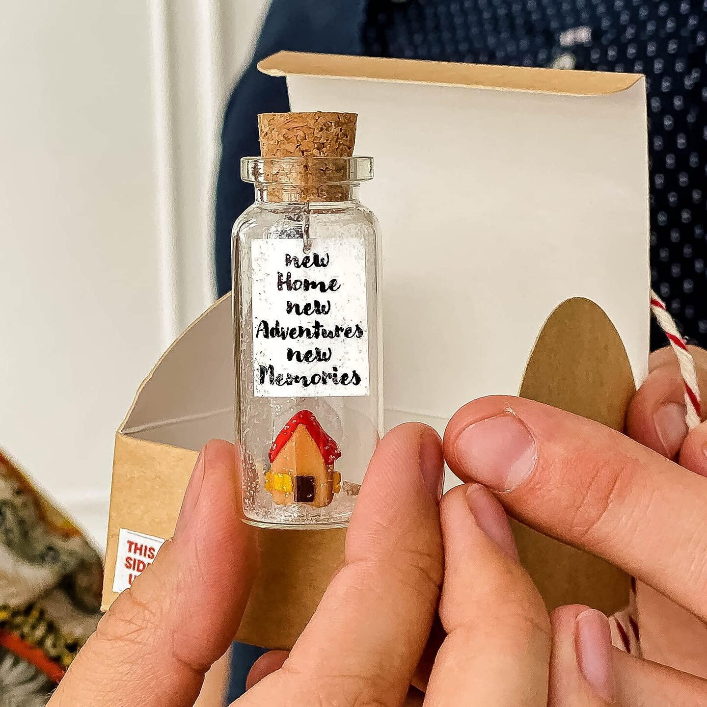 Tiny Magical Message in a Bottle Gift Idea   Classy Inspirational Gifts for Him and Her   Unique Presents for Women and Men (Colorful House   New Home New Adventures New Memories in Craft Gift Box)