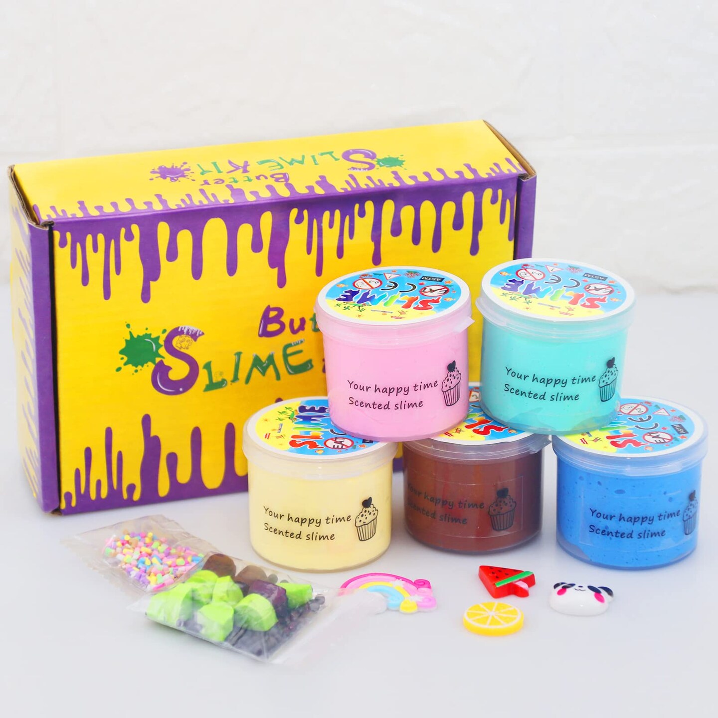5 Pack Butter Slime Kit,Birthday Gifts for Kids,Party Favor for Girls &#x26; Boys,Non Sticky,Super Soft Sludge Toy