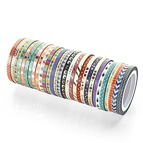 48 Rolls Washi Tape Set,Foil Gold Skinny Decorative Masking Washi Tape,3MM Wide DIY Masking Tape