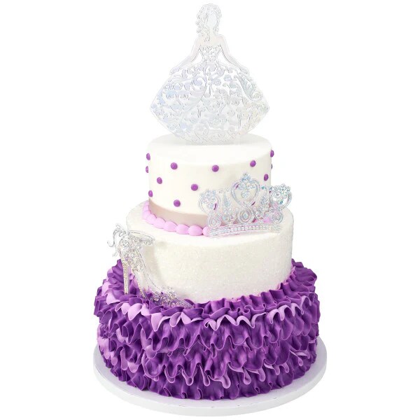Princess, Crown and Shoe Silver Quincea&#xF1;era Cake Kit Topper