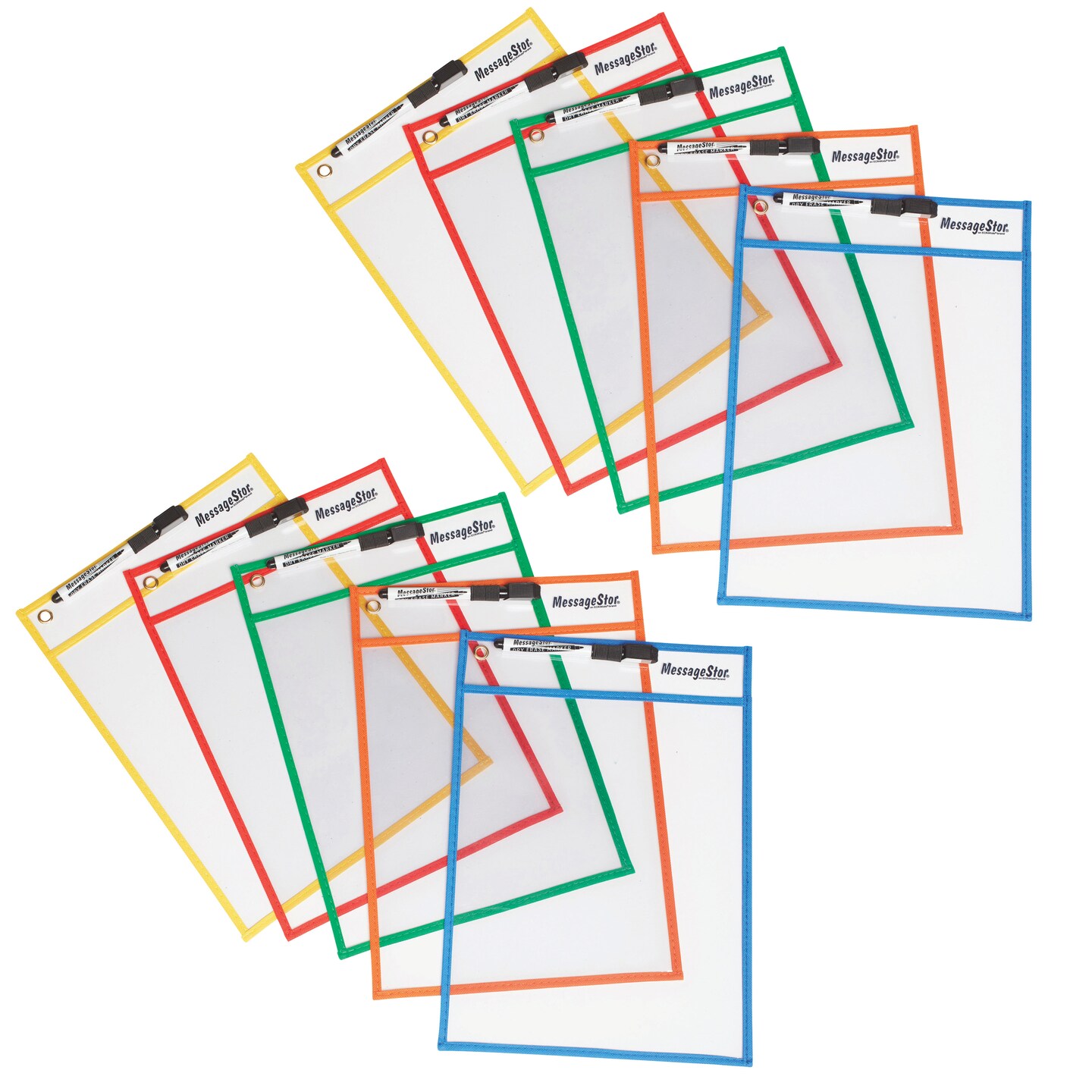 MessageStor&#xAE; Dry-Erase Reusable Clear Pocket Sleeves with Markers, 60-Piece, Assorted