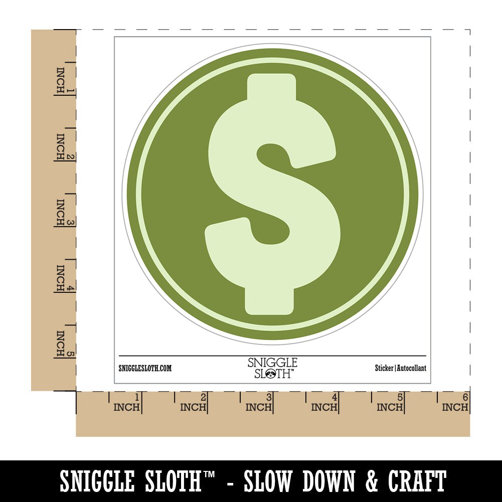 Dollar Sign Money in Circle Waterproof Vinyl Phone Tablet Laptop Water Bottle Sticker Set - 5 Pack