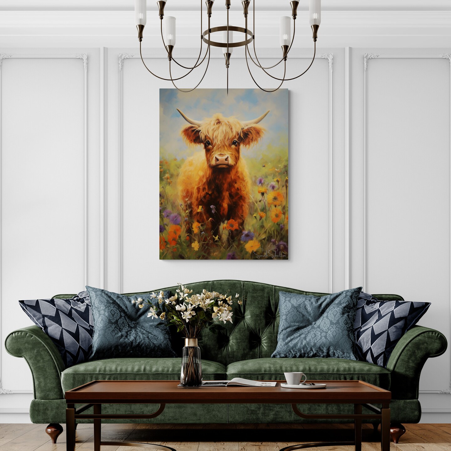Hand Painted Cow Print on Premium Canvas Farmhouse Wall Decor for Nursery Gift for Farmer Ranch Home Decor Gift product 3
