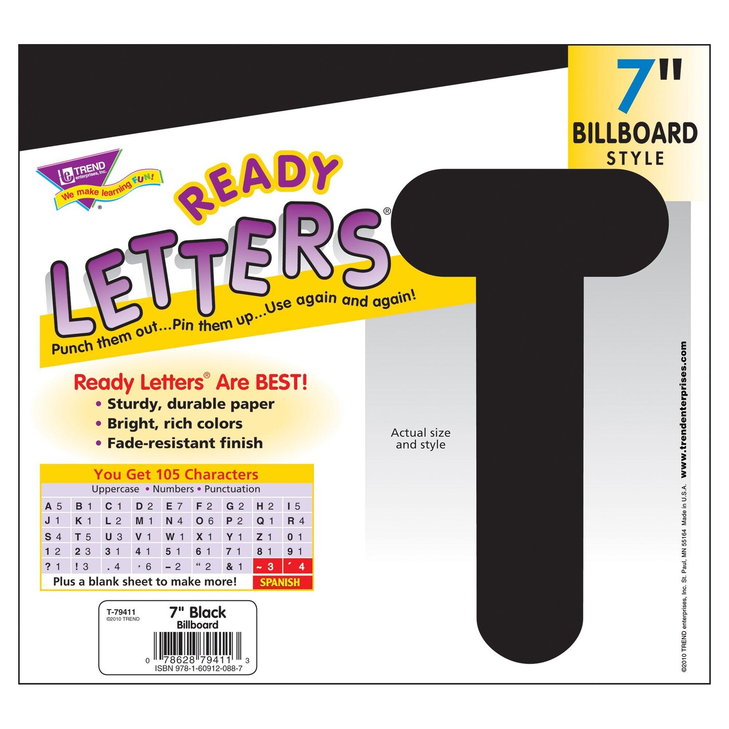 Black 7&#x22; Billboard Uppercase Ready Letters&#xAE;, 3 Packs