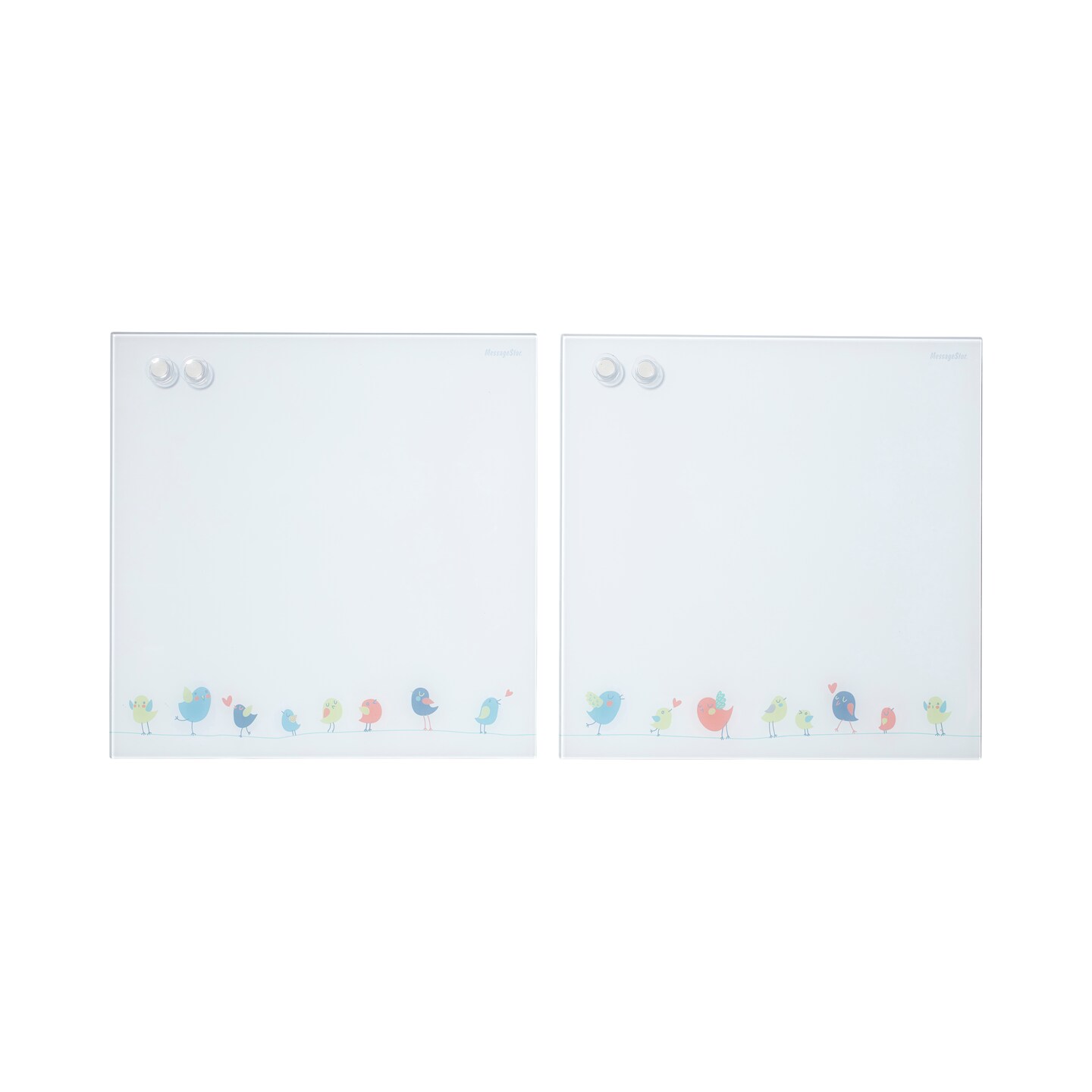 Magnetic Dry-Erase Glass Board with Magnets, 17.5in x 17.5in, Wall-Mounted Whiteboard, 2-Pack