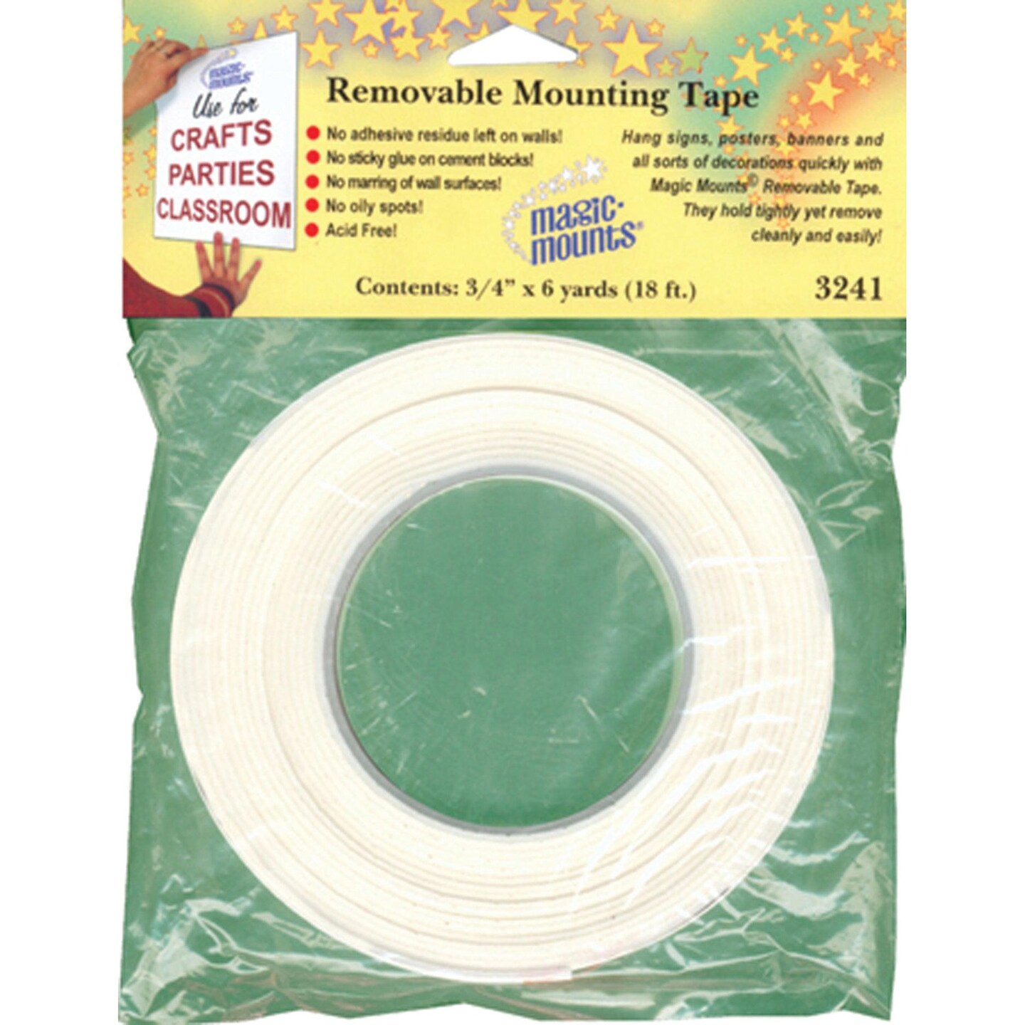 Removable Mounting Tape 0.75&#x22; x 18&#x27; Per Rolls, 2 Rolls