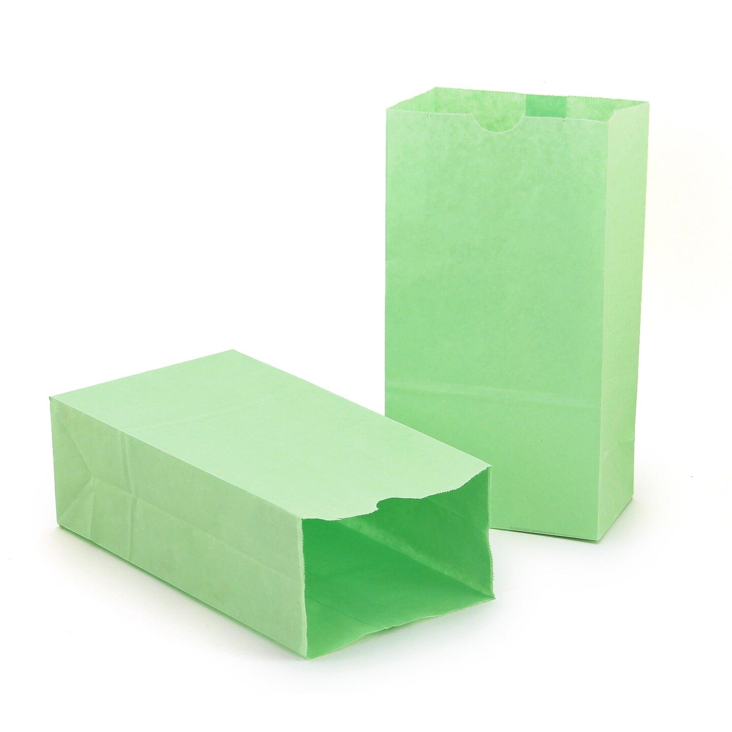 Gusseted Paper Bags, #6 (6&#x22; x 3.5&#x22; x 11&#x22;), Lime Green, 50 Per Pack, 2 Packs