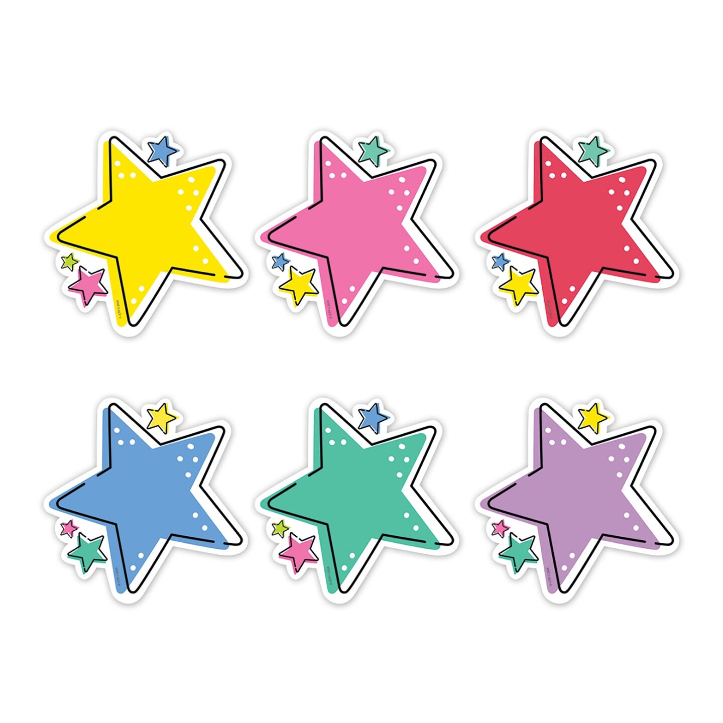 Star Bright Stars 6&#x22; Designer Cut-Outs, 36 Per Pack, 3 Packs