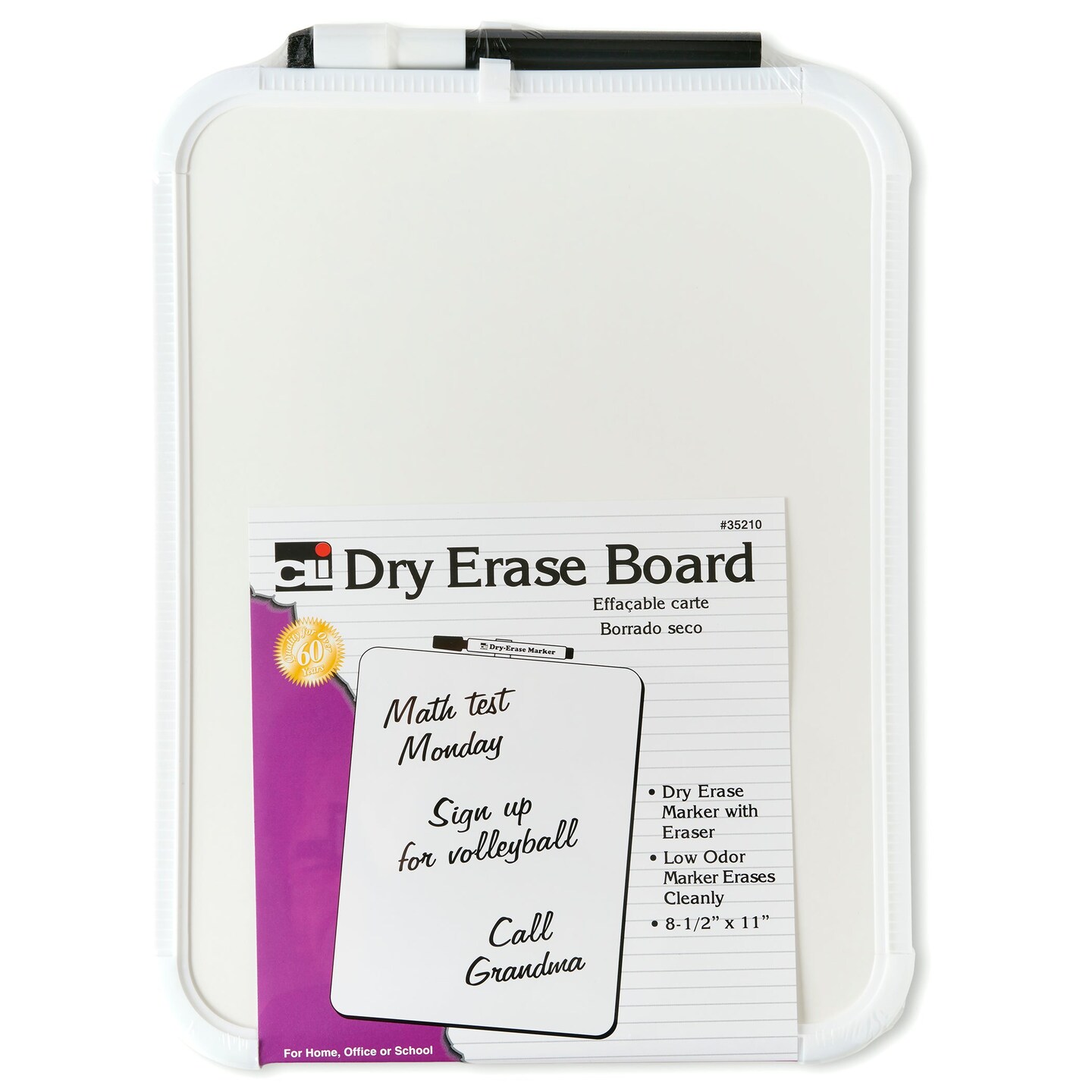 Dry Erase Boards, Framed with Markers &#x26; Eraser, White, Pack of 12