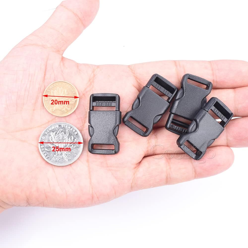 10pcs 1/2&#x22;(12.5mm) Side Release Buckles Plastic Black Quick Adjustable Buckle For Backpack Strap DIY Pets Collar Accessory