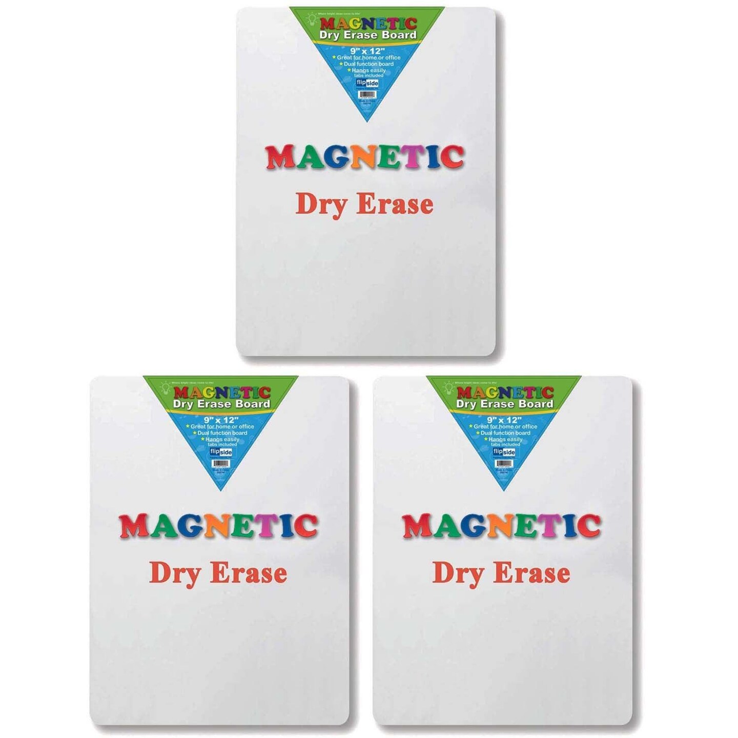 Magnetic Dry Erase Board, 9&#x22; x 12&#x22;, Pack of 3