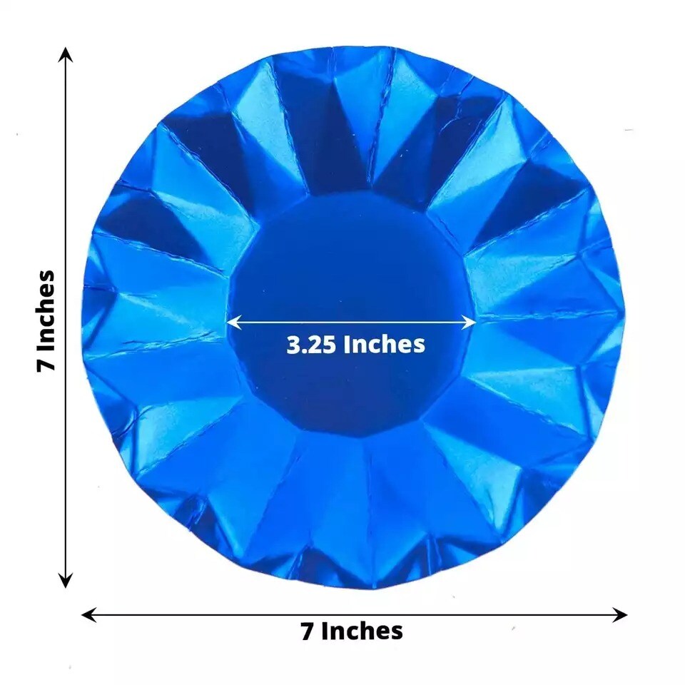 25 ROYAL BLUE 7&#x22; Metallic Round Paper Salad Dinner Plates
