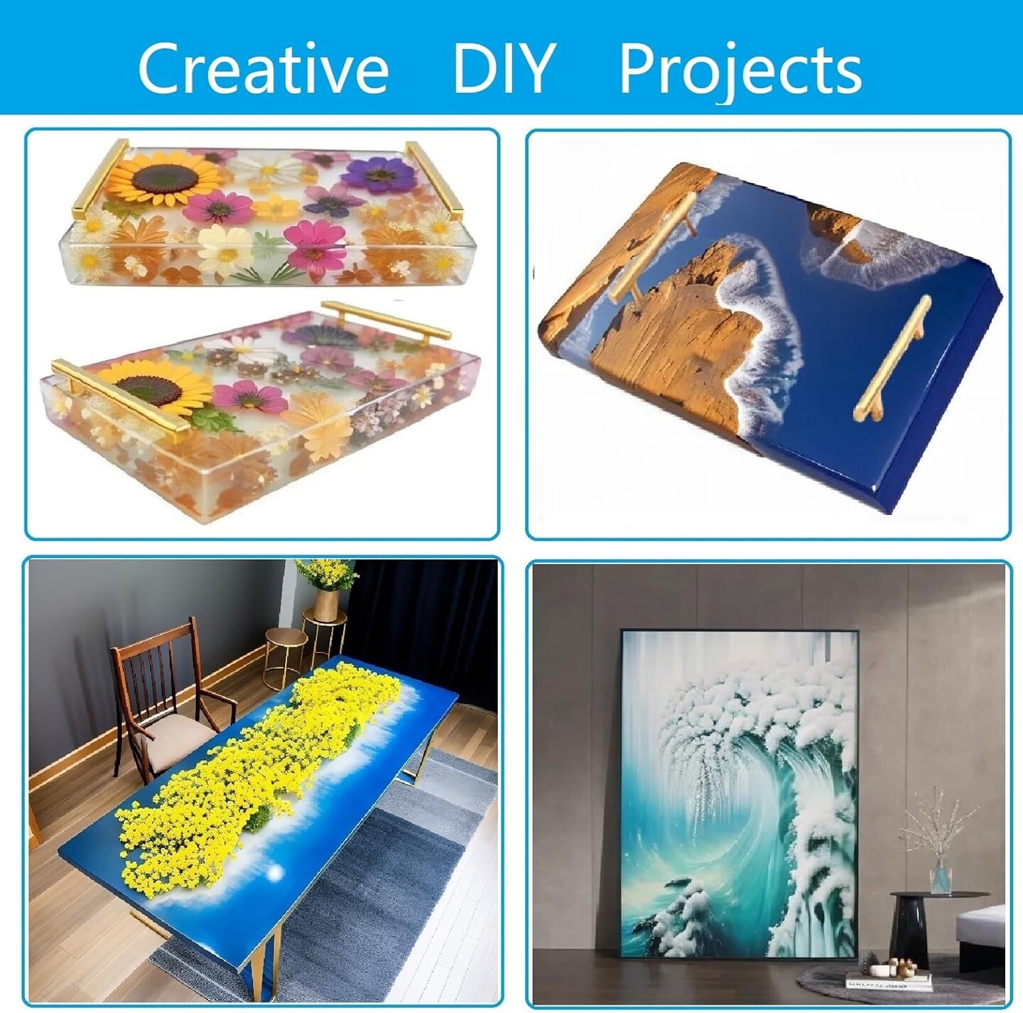 Large Rectangle Resin Table Silicone Molds 16 x 12 Inch Epoxy Resin Silicone Mold for River Coffee Table, Cutting Boards, Serving Trays, Cheese Platter