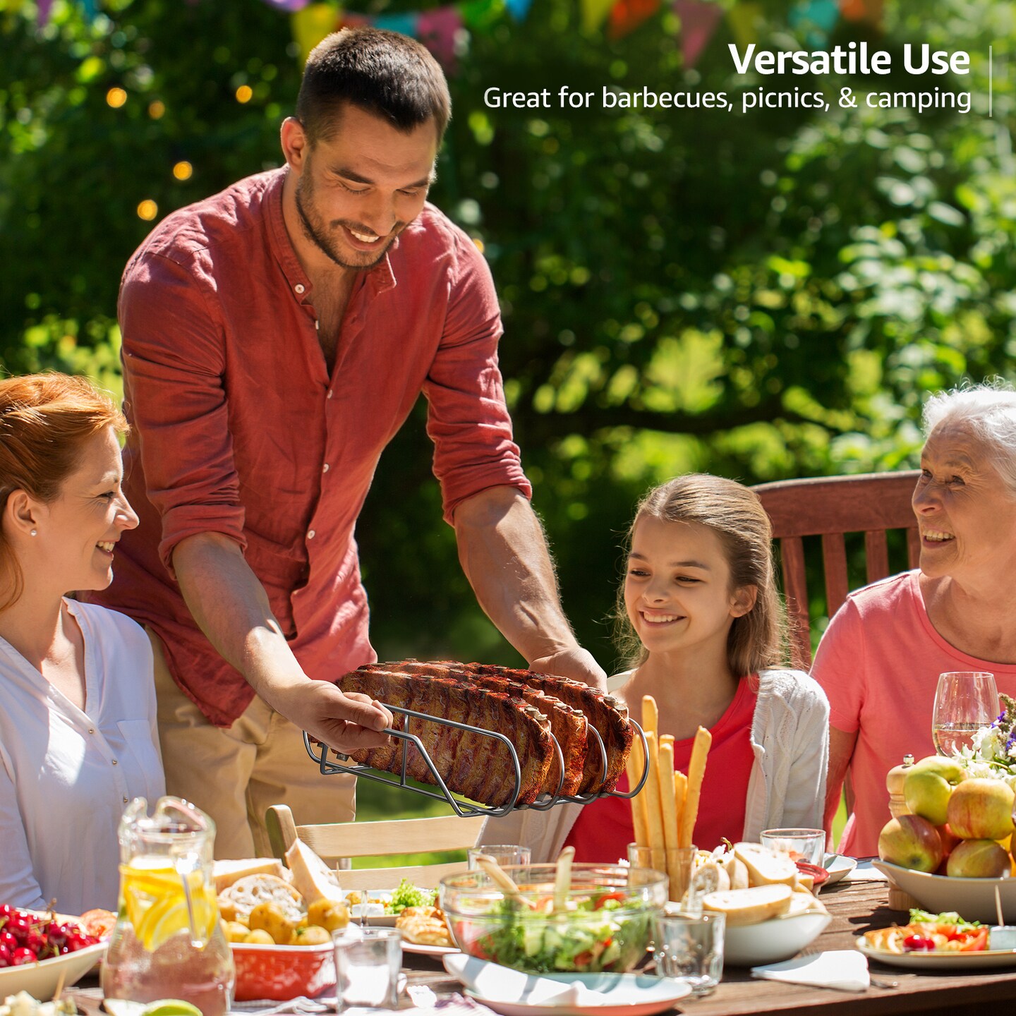 Sorbus Non-Stick Rib Rack XL - Porcelain Coated Steel Roasting Stand - Holds 3 Full Rib Racks for Grilling &#x26; Barbecuing