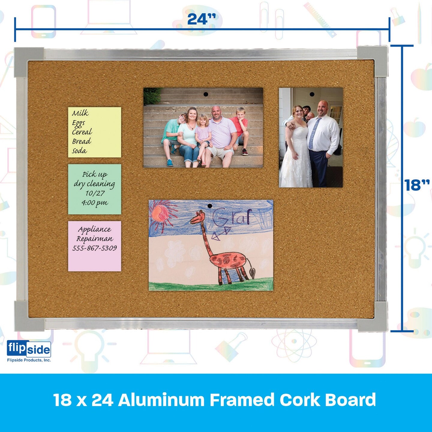 Aluminum Framed Cork Board, 18&#x22; x 24&#x22;