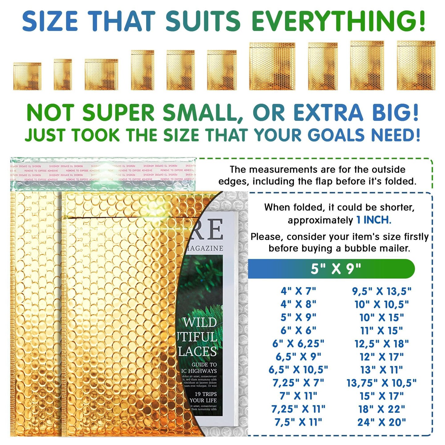 Gold Bubble Mailers 9.5 x 13.5 Pack of 10 Shiny Gift Bubble Envelopes with Sturdy SelfAdhesive Seal Cushioning Padded Shipping Envelopes Waterproof Bubble Mailers Metallic Padded Mailers