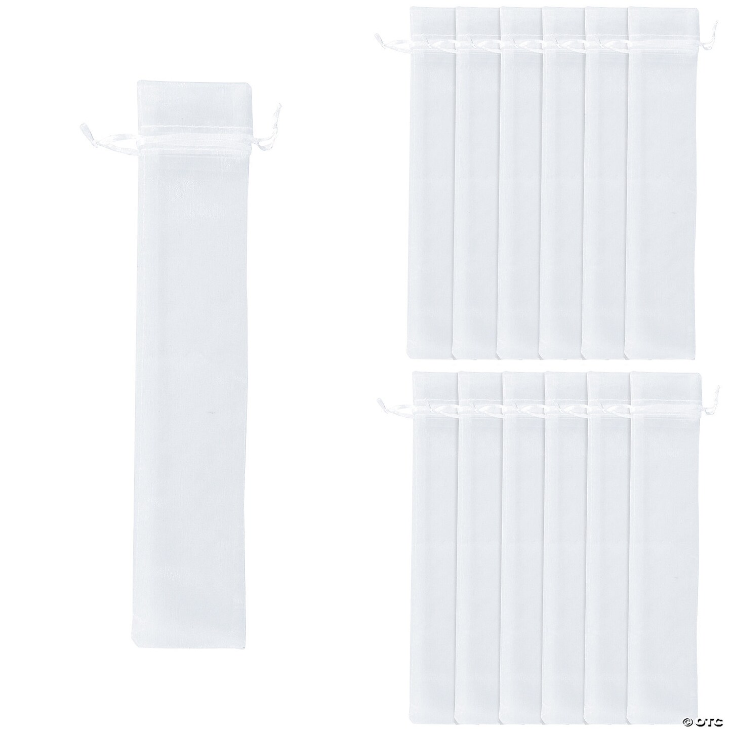Large White 2 1/4&#x22; x 11 1/2&#x22; Organza Drawstring Bags for Hand Fans
