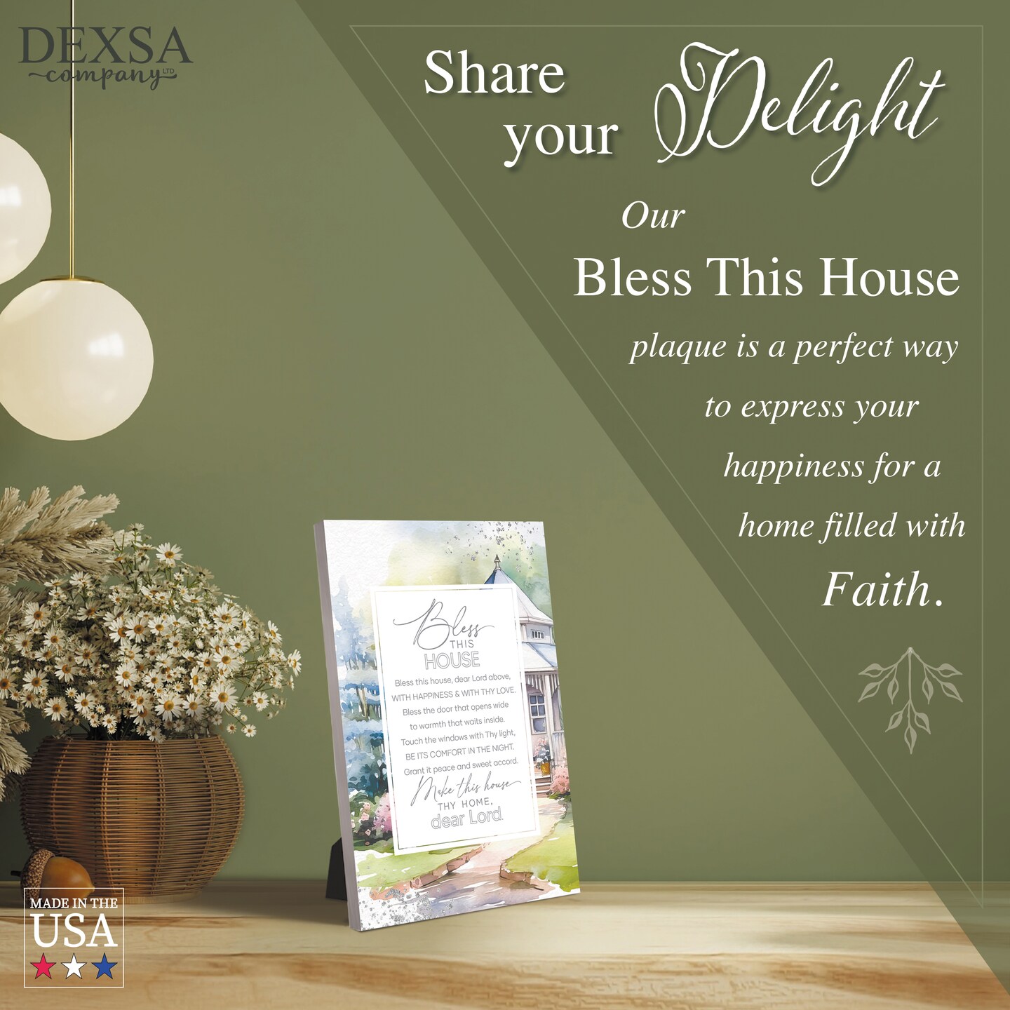 Bless This House Wood Plaque with Easel and Hook Wall Tabletop Art - 6 inches x 9 inches