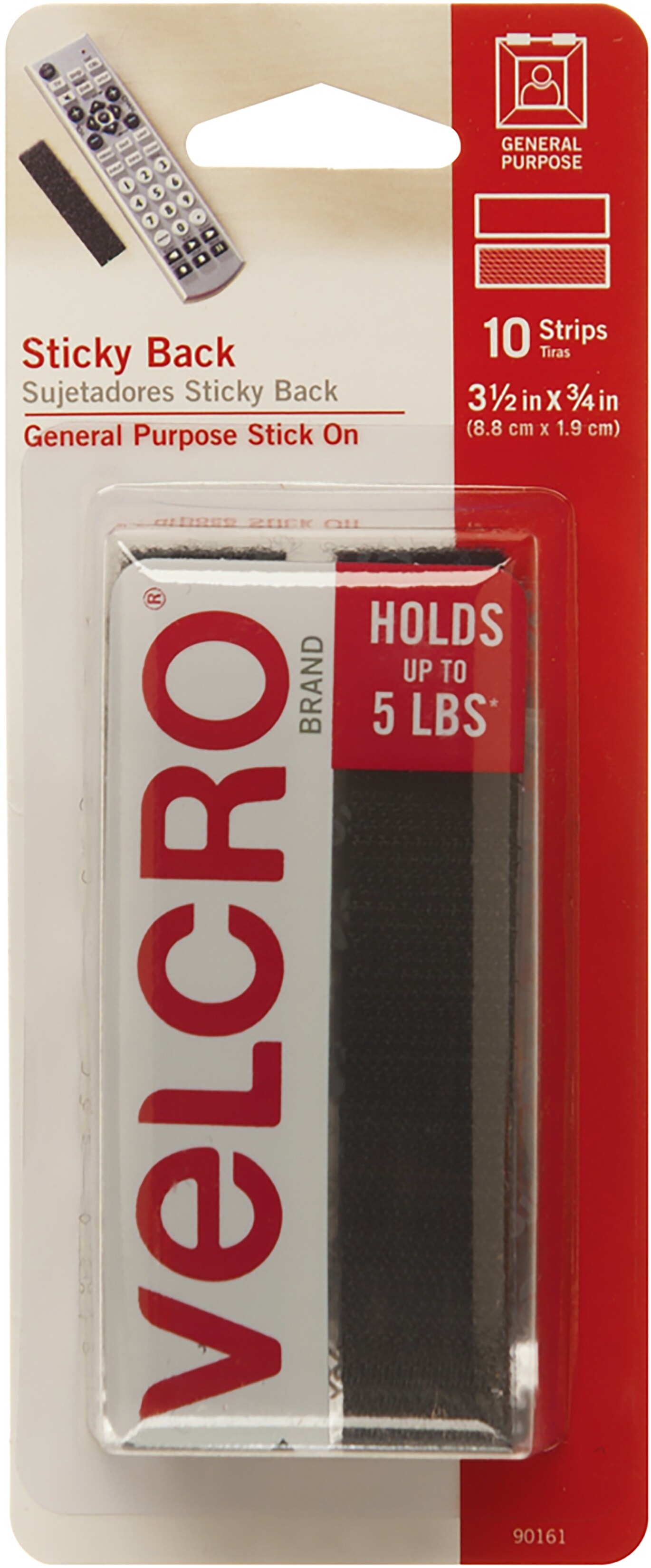 Velcro(R) Brand Sticky Back Strips 3.5 10/Pkg-Black