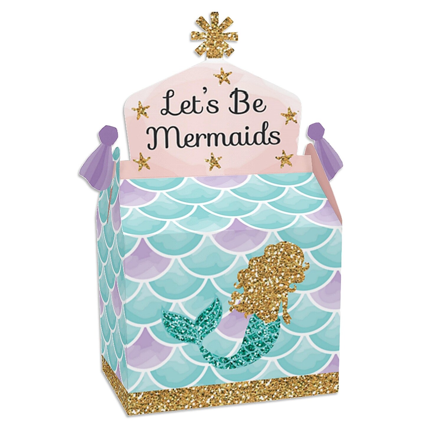 Big Dot of Happiness Let&#x27;s Be Mermaids - Treat Box Party Favors - Baby Shower or Birthday Party Goodie Gable Boxes - Set of 12