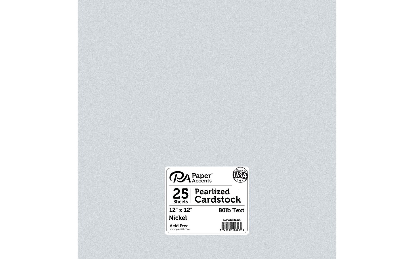 Paper Pearlized 12x12 80lb 25pcPk Nickel