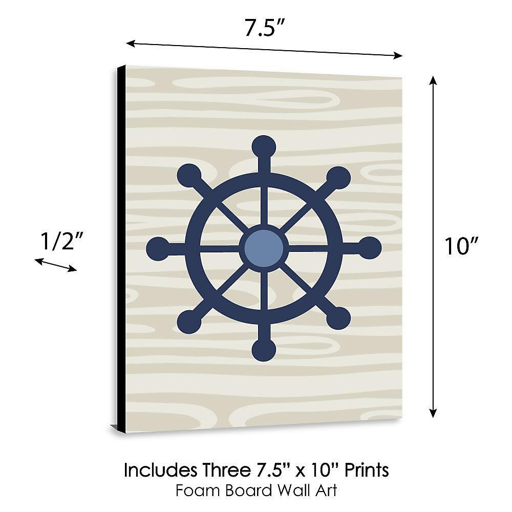 Big Dot of Happiness Ahoy - Nautical - Boy Nursery Wall Art and Kids Room Decorations - Gift Ideas - 7.5 x 10 inches - Set of 3 Prints