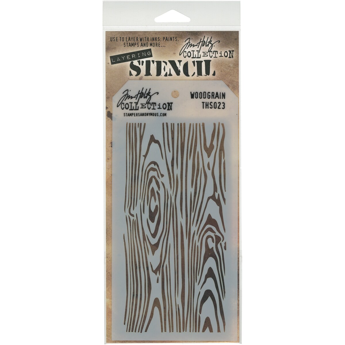 Tim Holtz Layered Stencil 4.125&#x22;X8.5&#x22;-Woodgrain