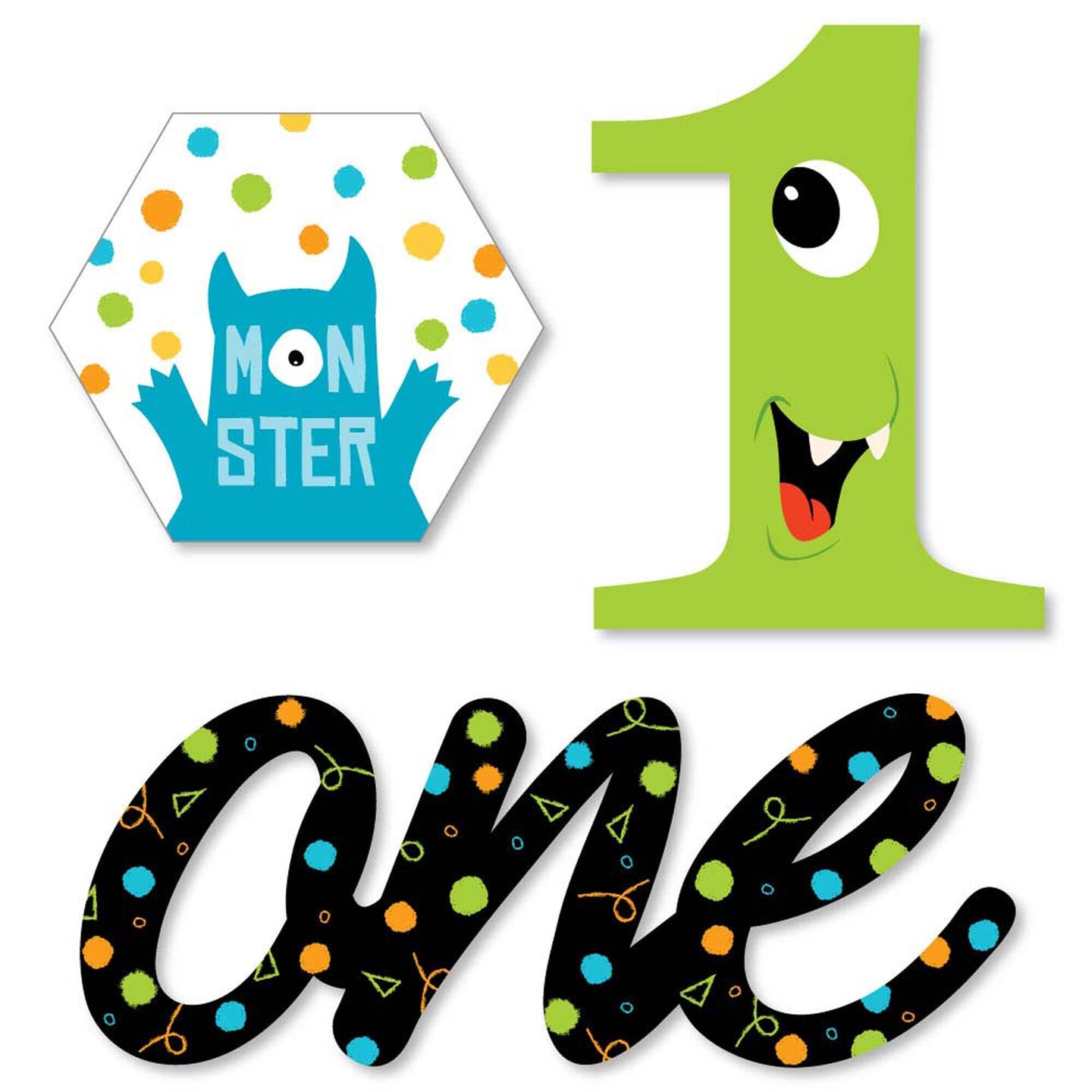 Big Dot of Happiness 1st Birthday Monster Bash - DIY Shaped Little Monster First Birthday Party Cut-Outs - 24 Count