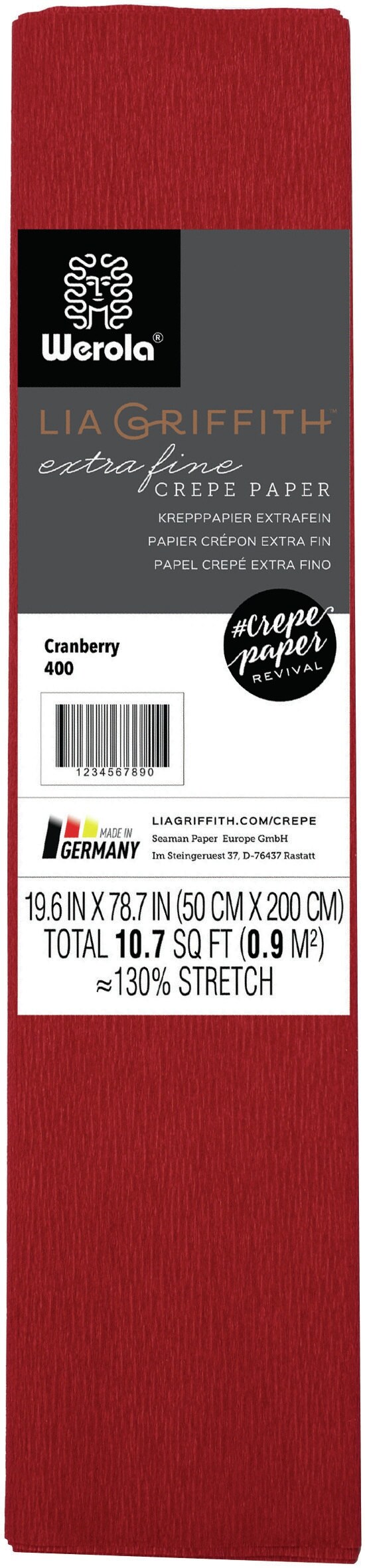 Lia Griffith Extra Fine Crepe Paper 19.6&#x22;X78.7&#x22;-Cranberry