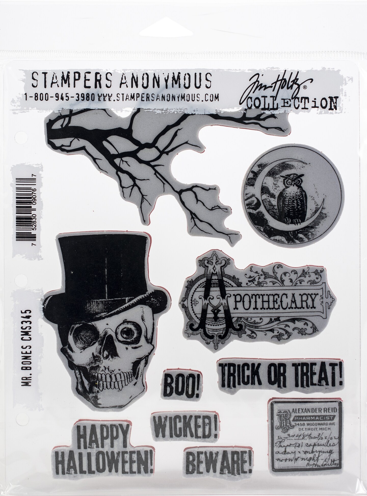 Tim Holtz Cling Stamps 7&#x22;X8.5&#x22;-Mr. Bones