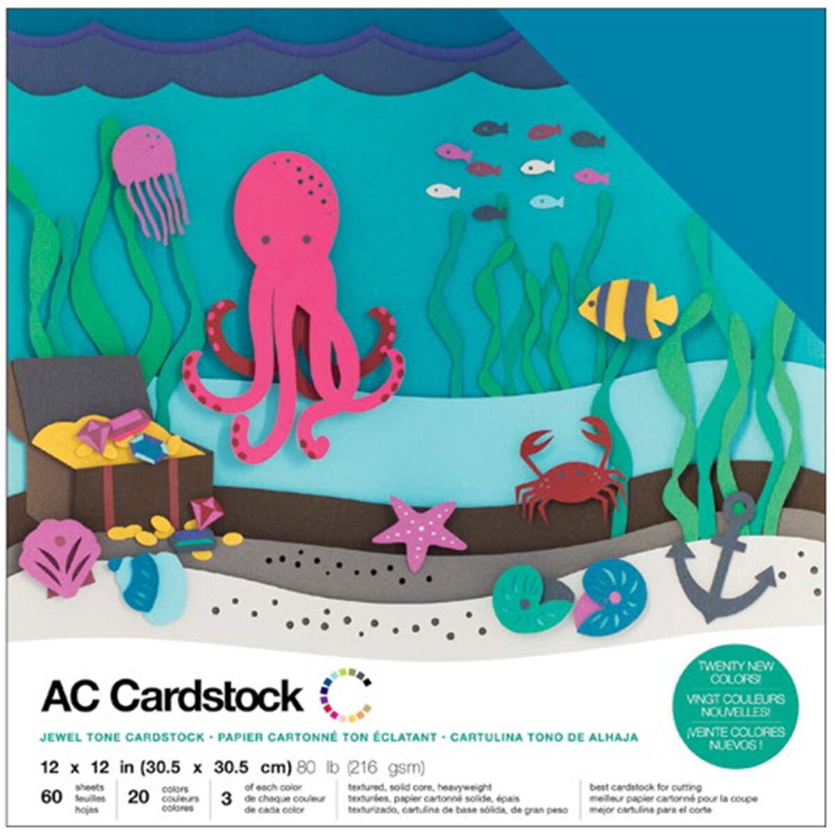 American Crafts Variety Cardstock Pack 12&#x22;X12&#x22; 60/Pkg-Jewel