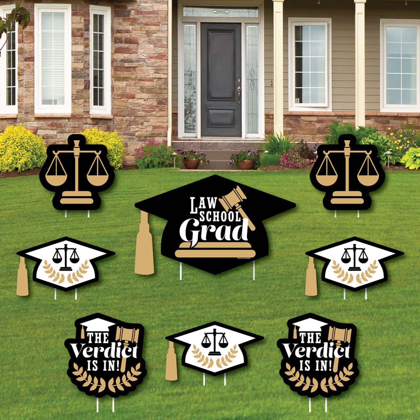 Big Dot of Happiness Law School Grad Future Lawyer Outdoor Decorations - Graduation Yard Signs - Set of 8