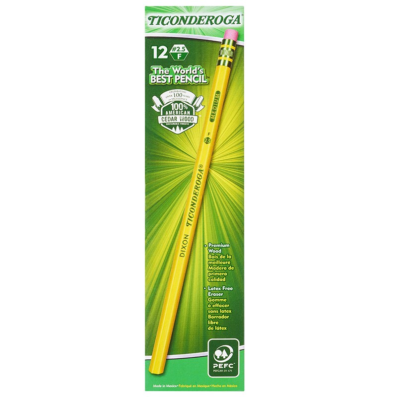Original Ticonderoga&#xAE; Pencils, No. 2-1/2 Medium Yellow, Unsharpened, Box Of 12
