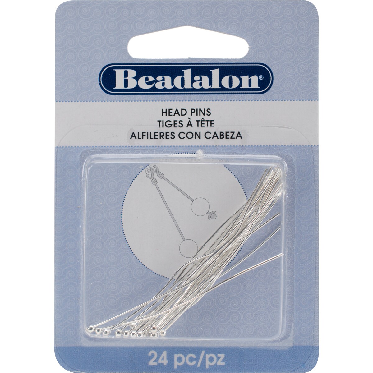 Beadalon Head Pins Ball 2&#x22; 24/Pkg-Silver-Plated
