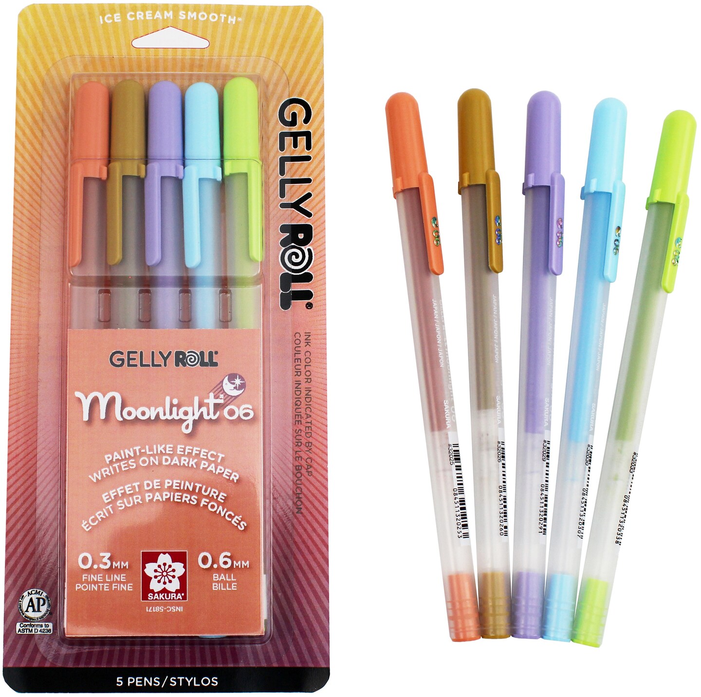 Sakura Gelly Roll Moonlight Fine Point Pens 5/Pkg-Solar